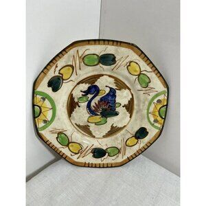 Vintage Japanese Hand Painted Serving Plate 8 3”4 With Holes